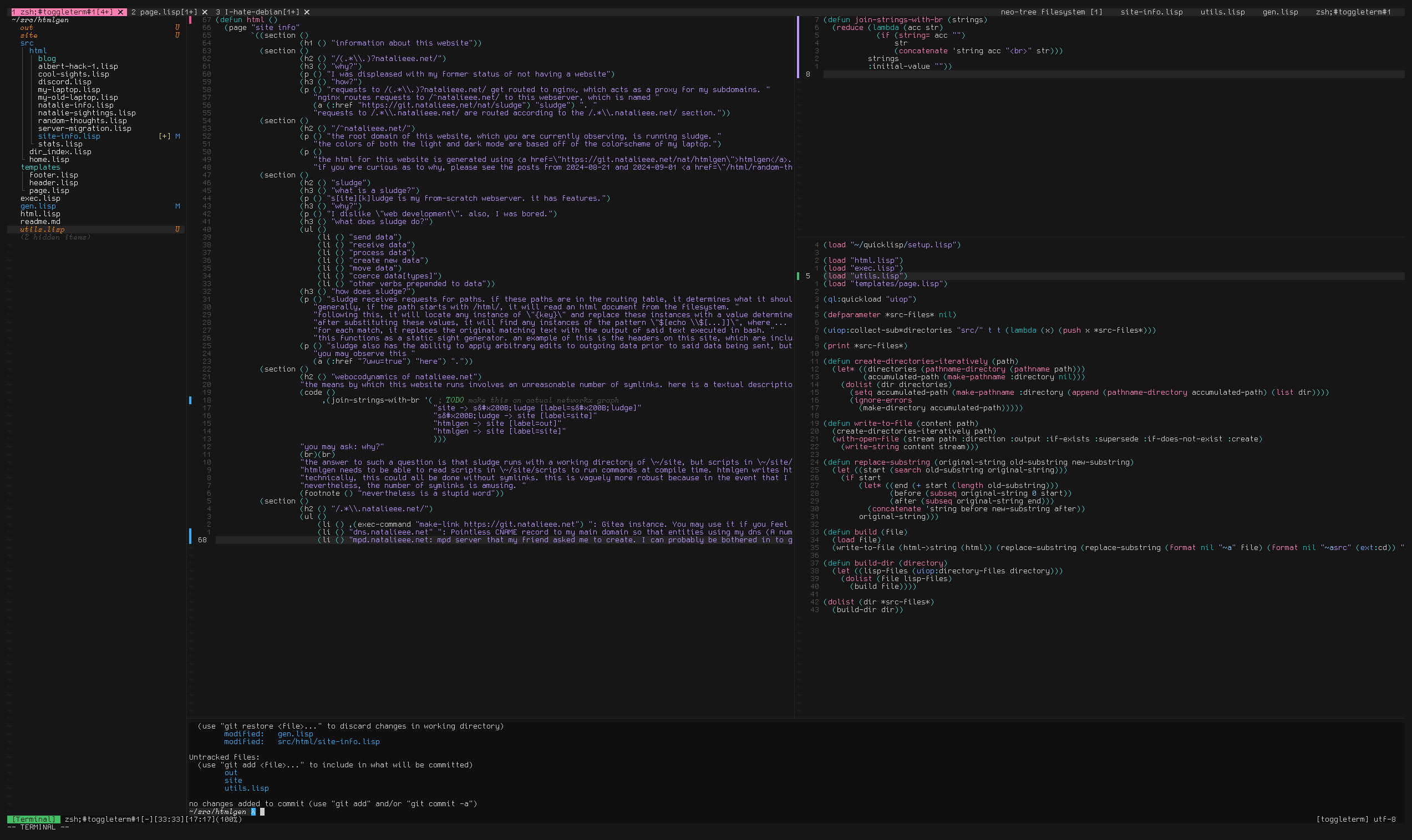 screenshot of its neovim config